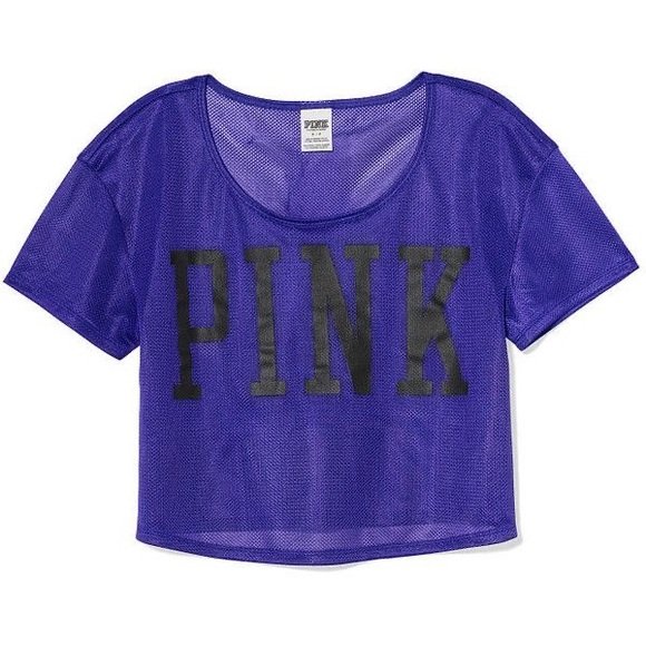 PINK Victoria's Secret Purple/Blue Mesh Top - Picture 1 of 4